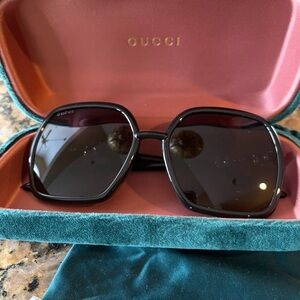 Gucci Black Oversized Hexagon Sunglasses